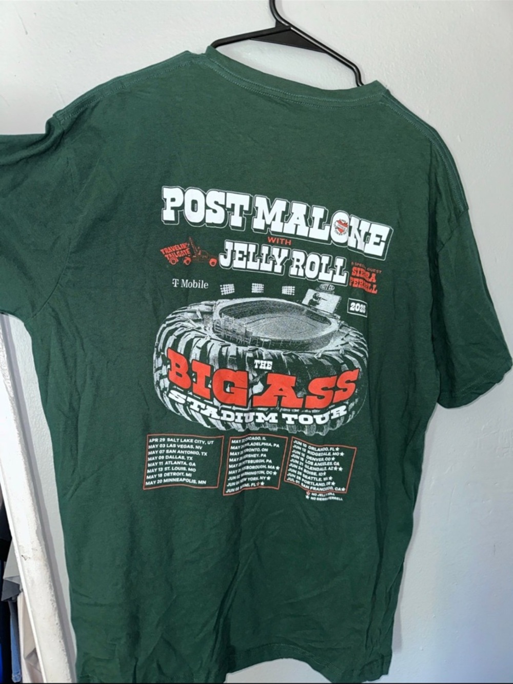 Post Malone with Jelly Roll "Big Ass" Tour T-Shirt - Dark Green - Picture 3 of 3